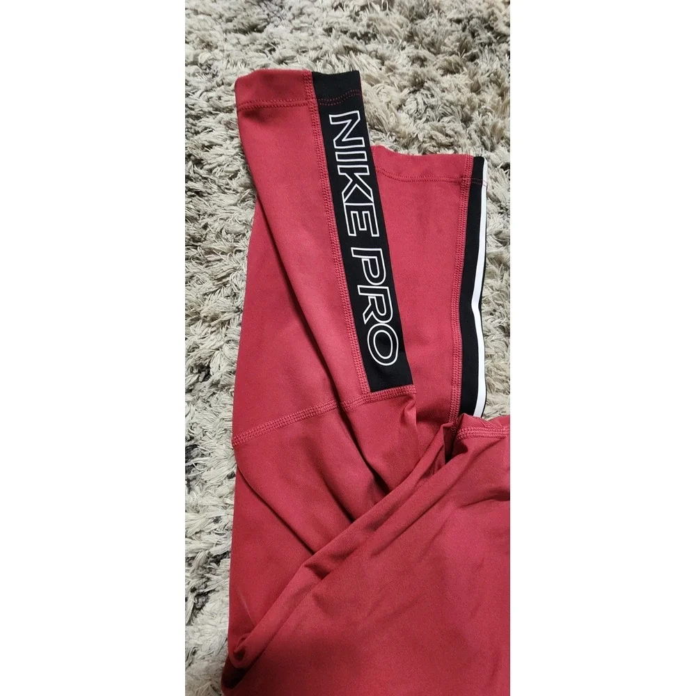 Nike Pro Dri-Fit Leggings‎ Women's XS Dark Red Black Band Logo Crossfit Active